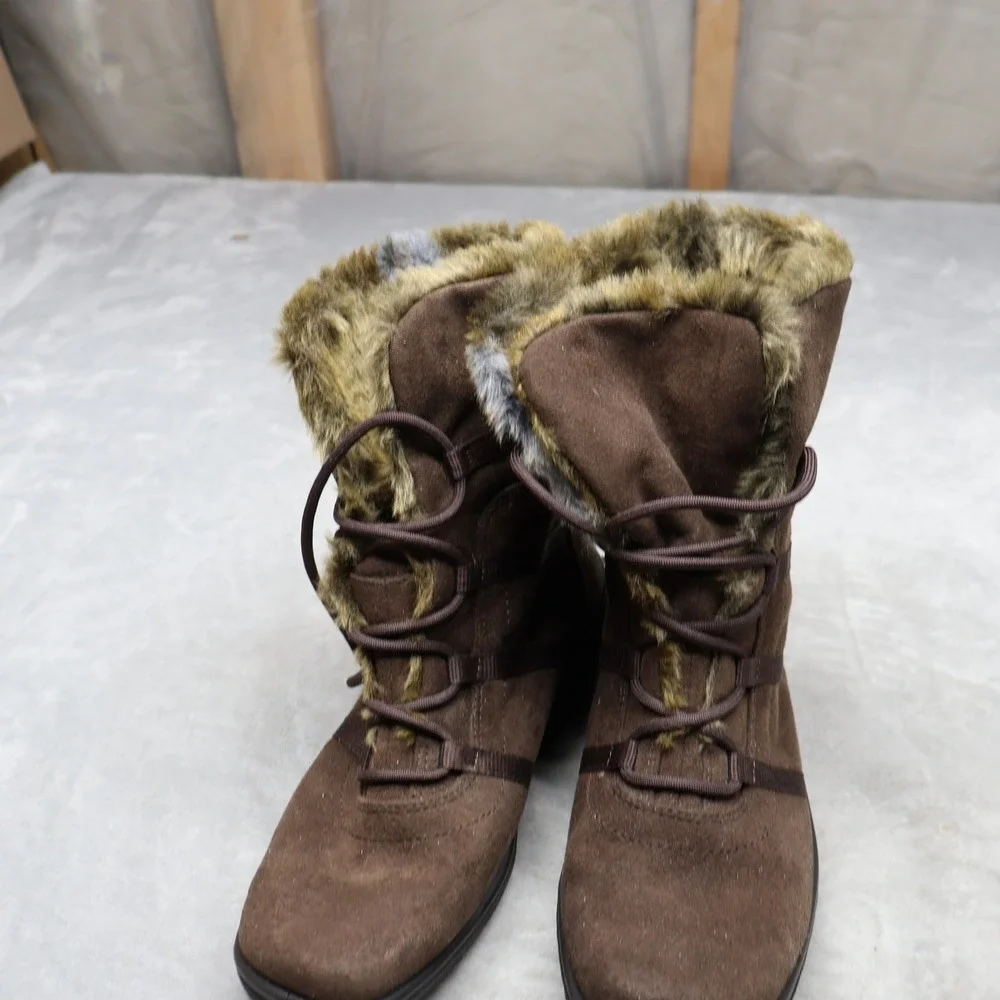 Ara Magaly Women 5.5 Rain Boots Brown Gore-Tex Faux Fur Trim Waterproof‎ NWOT?